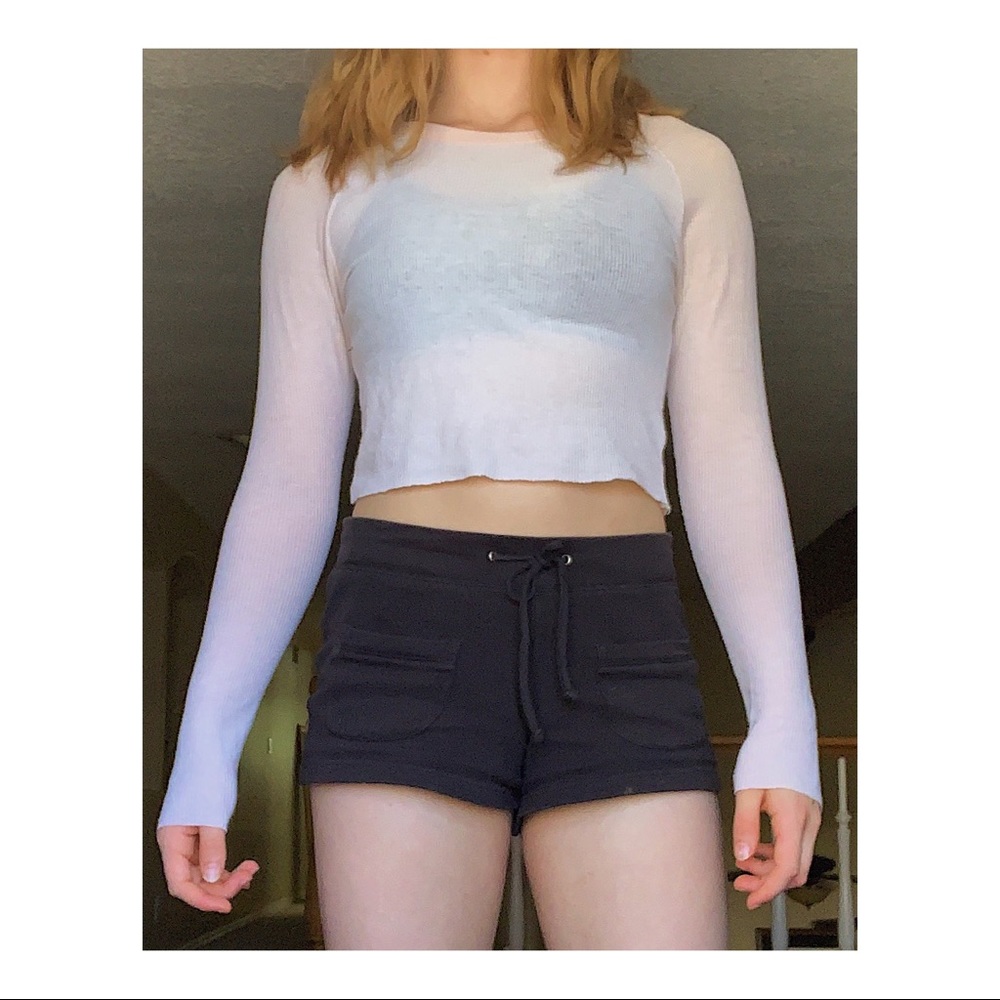 Transparent Cropped Long Sleeve Shirt